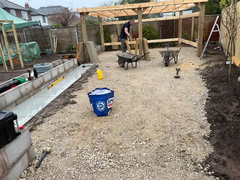 Garden landscaping build with pergola frame — SB Constructions